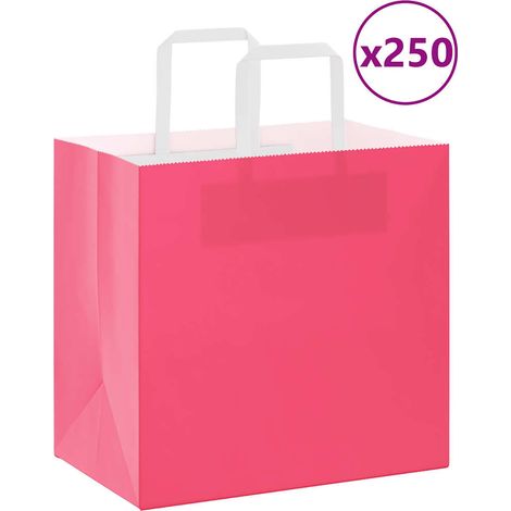 Papiertragetaschen 250 Stk. mit Henkeln Rosa 26x17x25 cm