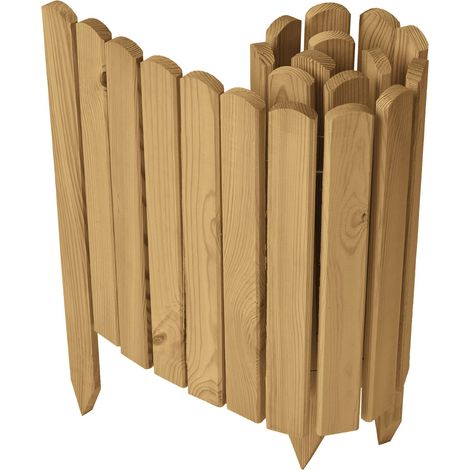 Garronda clôture de Jardin en Bois Bordure Jardin Cloture Jardin Exterieur, Palissade Bordurette Longueur: 100 cm GD-0148 (Brun Сlair, Hauteur : 40 cm)