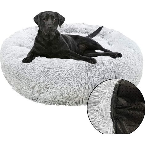Deluxe Antistress lit pour chien rond 100cm gris, lavable, orthopédique