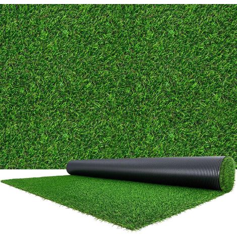 Pour un sol vert sans entretien, tapis gazon artificiel réaliste avec trous de drainage pour terrasse, intérieur extérieur (1/5)