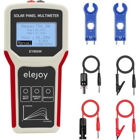 800W Testeur de Panneau Solaire MPPT Multimètre Photovoltaïque avec écran LCD Ultra Clair, Dépannage de Tension en Circuit ouvert MPPT et Test de Données pour les Tests Solaires PV -EY 800W (1/5)