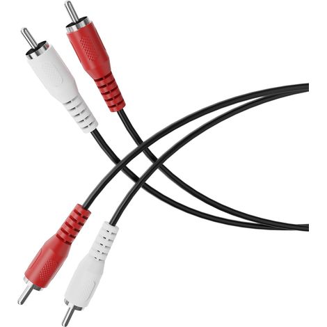 Câble RCA, 10,00m de câble audio RCA, câble audio stéréo RCA, 2x RCA mâle à 2x RCA mâle, pour subwoofer, barre de son, téléviseur, amplificateur, Hi-Fi, noir (1/5)
