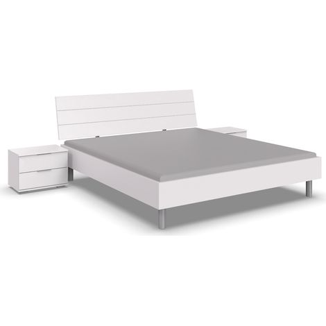 Chambre à coucher complète adulte ( lit adulte + 2 chevets ) coloris blanc (1/2)