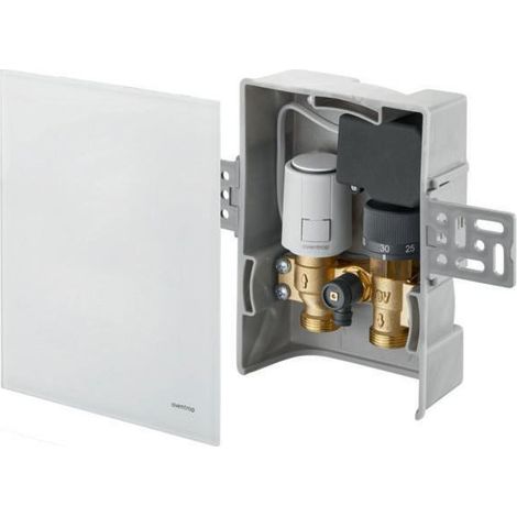 OVENTROP Unibox T-RTL R-Tronic Raum- und Rücklauftemperaturregelung innenliegender Rücklauftemperaturbegrenzer, Echtglas weiß, 1022772 (1/3)
