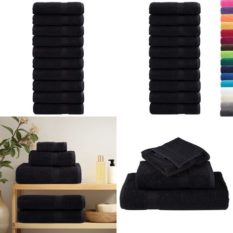 Premium-Handtücher SOLUND 10 Stk. Schwarz 50x100 cm 600 g/m² - Baumwolle - Saugfähigkeit (1/5)