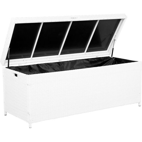Caja de almacenamiento para jardín en ratán sintético blanco 158 x 63 cm Modena