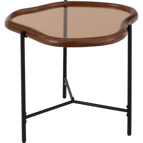 Table basse design verre multicolore style contemporain - Verre marron et structure noire (1/5)
