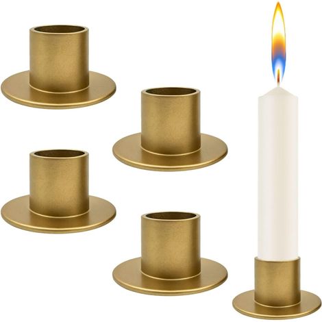 Lot de 4 bougeoirs dorés rétro pour couronne de l'Avent, décoration de (1/5)