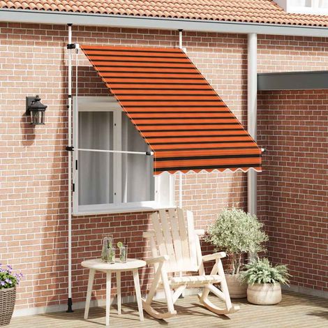 Auvent manuel rétractable-Store banne 150 cm Orange et marron (1/5)
