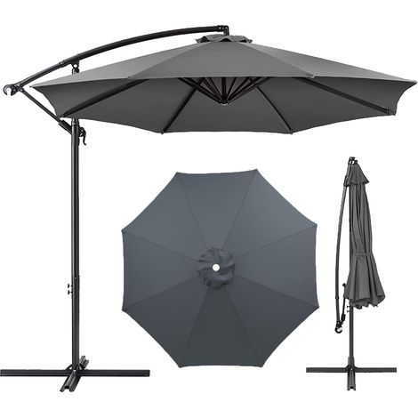 Umbrella Cloth Replacement Parasol Canopy, 7ft/9ft/10ft Garden Cover, Washable Patio Canopy(Red,9ft 8Ribs)(Grey,7ft 6Ribs) (1/5)