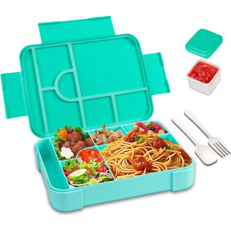 1330ML sans BPA Jausenbox enfants (cuillère et fourchette), Réutilisable Bento Box,Lunchbox Vesperdose pour Schule (1/5)