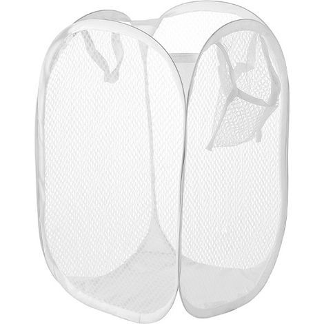 Panier À Linge Pliable - Filet Polyester 70 L - Pour Chambre D Enfant Résidence Étudiante Voyage - Blanc (1/5)