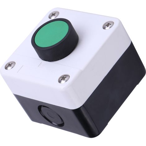 Boîtier de commande à bouton-poussoir vert étanche - Pour ouvre-portail ou portail automatique - Protection contre les intempéries (1/5)