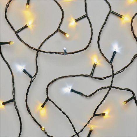 Guirlande lumineuse LED blanc chaud + clignotant blanc froid pour l'intérieur et l'extérieur, 8 m de long, IP44, 80 LED, fonction minuterie 6 heures et bloc d'alimentation, pour fête, Noël (1/5)