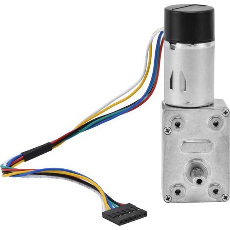 Moteur à engrenage à vis sans fin CC 15 mm, dispositif d'entraînement de réduction de vitesse à double arbre avec encodeur JGY‑ 370DC12V 90 tr/min (1/5)