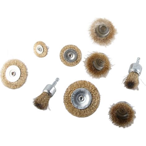 Set mit 9 Drahtbürsten für Bohrmaschinen, Schleifscheiben und Bürstenköpfe mit 1/4-Zoll-Sechskantschaft, für Holz und Metall (1/5)