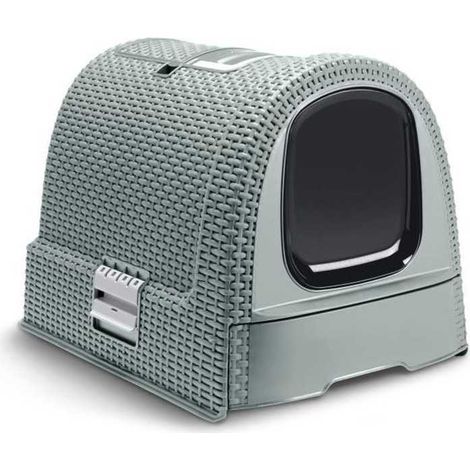 CURVER Katzenstreu Box - Blau Grau - Für Katzen - 51 x 38,5 x 39,5 cm