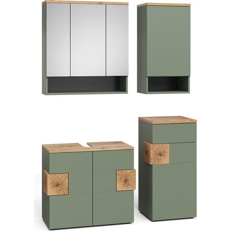 Conjunto de muebles de baño Eden, Verde/Artesano, 4 partes, Vicco (1/5)
