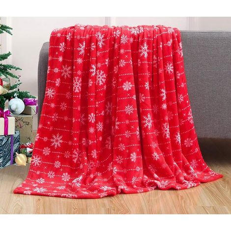 Cette élégante couverture en velours - le revêtement de canapé et les cadeaux. Dimensions : 127 x 152 cm - confortable et luxueuse - motif flocons de neige (1/5)