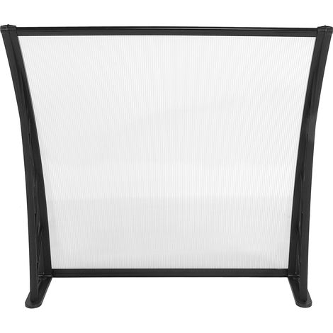 Außenfenster-Tür-Markise, Überdachung, UV-Schutz, Regen-, Schnee- und Sonnenschutzabdeckung (transparente Platte, schwarze Halterung) (1/5)