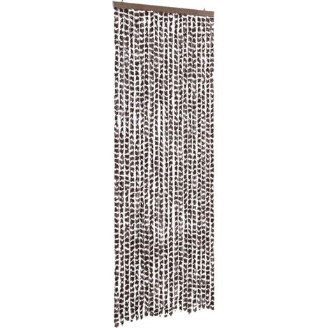 Rideau anti-mouches marron et blanc 90x200 cm chenille CFW65148 (1/5)