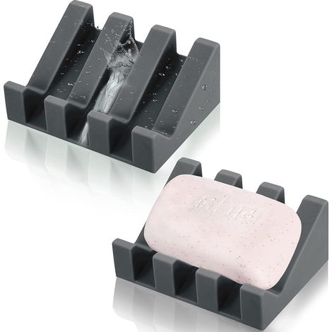 Lot de 2 porte-savons en silicone noir pour la cuisine et la salle de bain, accessoires pour la douche (1/5)