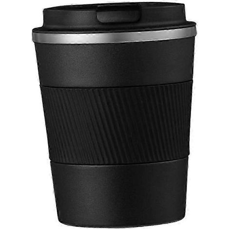 Isolierter Reisebecher mit Deckel, 510 ml/380 ml, Vakuumisolierung, Edelstahl, für Kaffee und Wasser, kompakt und leicht-380ml Black (1/5)