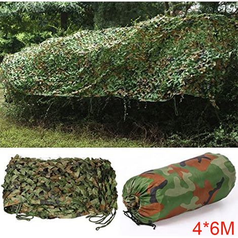 Voile d'ombrage rectangulaire 6x4 m en polyester – Filet de camouflage vert léger – Résistant aux intempéries et séchage rapide (1/5)