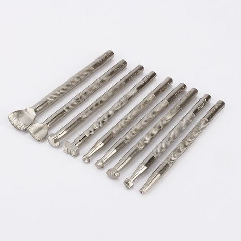Lot de 9 poinçons en cuir pour travail du cuir, outils de gravure et estampage, kit de marquage artisanal