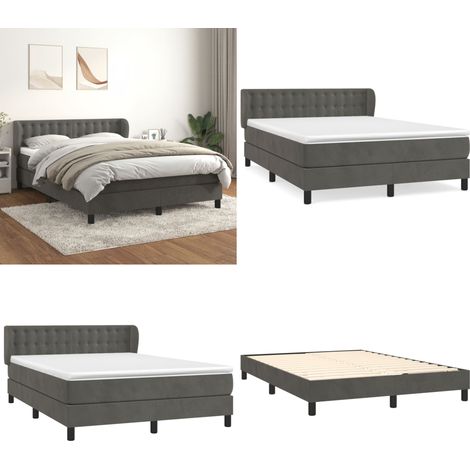 Boxspringbett mit Matratze Dunkelgrau 140x190 cm Samt - Samtbett - Boxspringbett - Doppelbett - Bettenrahmen - Luxusbett - Home & Living (1/5)