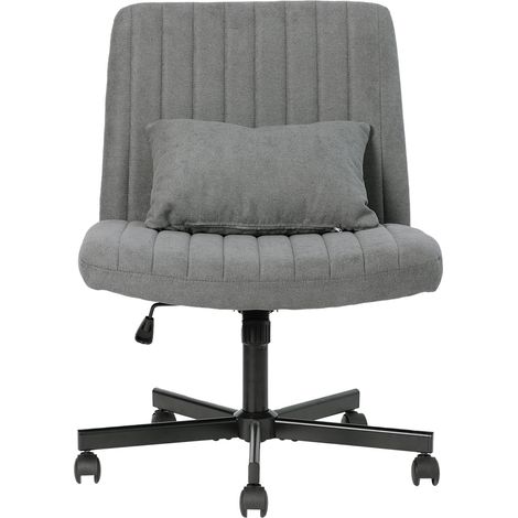 Sedia da ufficio ergonomica in tessuto grigio scuro, regolabile, girevole, senza braccioli (1/5)