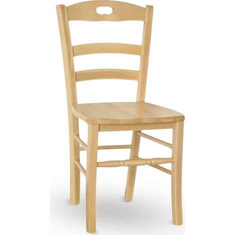 Okaffarefatto – Chaise Loris en bois massif de hêtre – Assise en bois naturel – Hauteur d'assise 46 cm – Pour salle à manger et restaurants (1/5)
