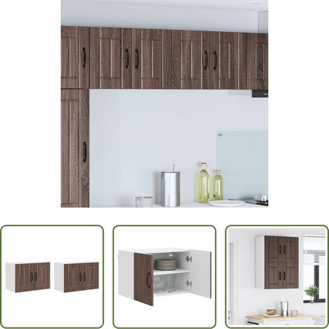 vidaXL Küchenwandschrank Braun - Küchenwandschränke 2 pcs Braun Eichen-Optik 60 x 31 x 40 cm (1/5)