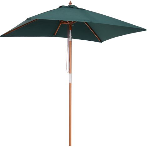 Rechteckiger, neigbarer Sonnenschirm, Holz und hochdichtes Polyester, 2 m x 1,5 m x 2,3 m, dunkelgrün