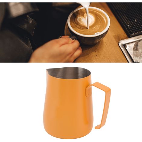 EP Art Latte-Becher mit spitzem Ausguss, 450 ml, Edelstahl, mit Milchaufschäumer, orange (1/5)