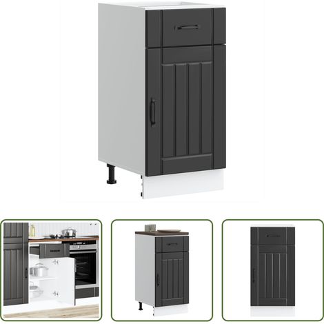 vidaXL Holzwerkstoff -  Küchen-Unterschrank Lucca Schwarz Holzwerkstoff (1/5)