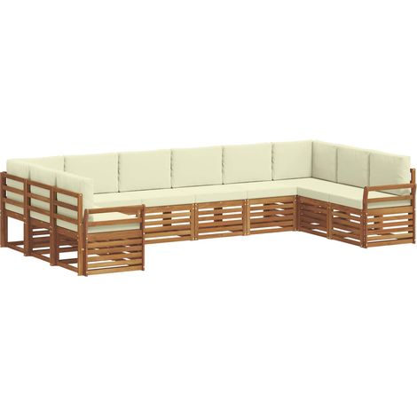 Conjunto de sofás de exterior 10 uds. Natural y Crema vidaXL (1/5)