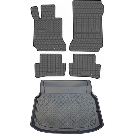 Juego de alfombrillas de goma para coche y maletero para Mercedes Clase C W204 familiar (de abril de 2007 a febrero de 2014).
