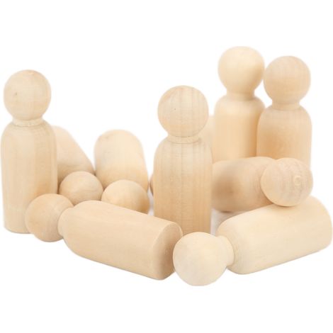 10 Pcs Wooden Peg Doll 75mm 3.0in Safe BurrFree Develop HandsOn Skills DIY Accessories for Decoration(Boys ) (1/5)