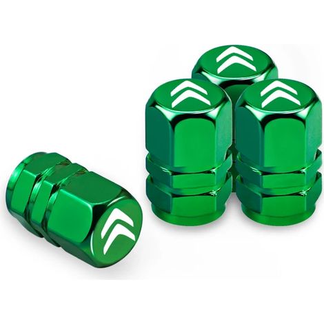 (Vert) 4 bouchons de valve de pneu sport pour voiture, compatibles avec C1 C2 C3 C4 C5 C6 C8 Picasso Cactus Vts Aircross C3-XR (1/5)