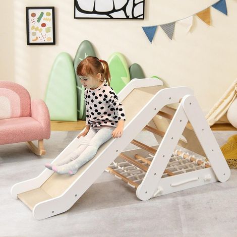 Pour Enfants Aire de Jeux Triangle d'Escalade Intérieur Extérieur avec Rampe en Bois Massif 60kg (1/5)