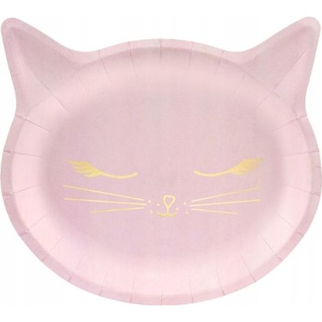 Assiettes chaton, 22x20cm, rose, 6 pièces. (1/5)