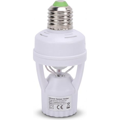 Douille de Lumière à Capteur de Mouvement Infrarouge, LED 60 W E27 à Visser dans le Support D'ampoule à Capteur de Mouvement, Conception à économie D'énergie Activée par le (1/5)