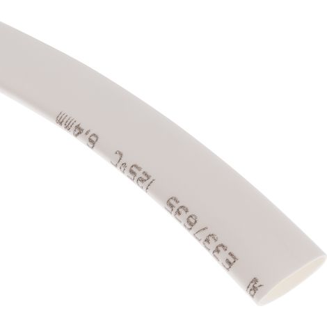Gaine thermorétractable RS PRO, Dia. 6.4mm Blanc rétreint 2:1, 8m ( Prix pour Bobine de 8 Mètres )