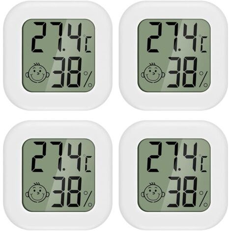 4 Stück Mini LCD Thermometer Hygrometer Innenraum Termometer Haus Geeignet für Kinderzimmer, Zimmer von älteren Menschen usw. (1/5)