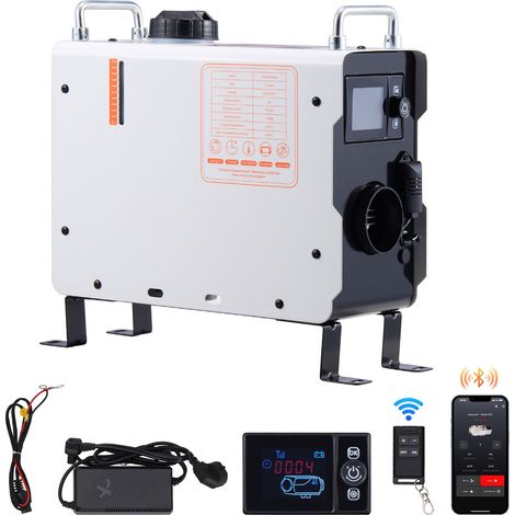 Chauffage Diesel 2KW 12V/24V avec Contrôle Bluetooth, Télécommande, Écran Affichage, Alarme CO, Chauffage Portable Rapide pour