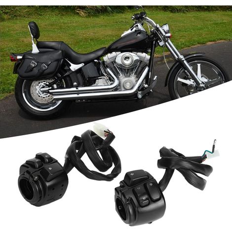 2-teiliger Motorrad-Scheinwerferschalter mit Kabelbaum und Griff, Schwarz (1/5)