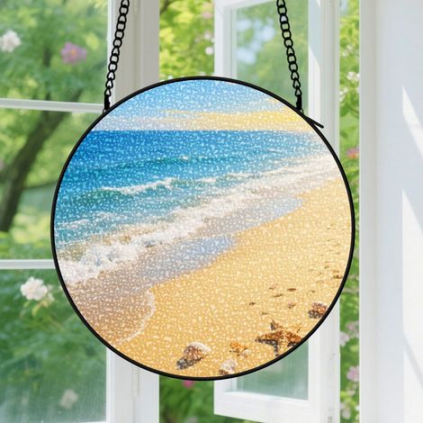 9cm Suspension en vitrail, attrape-soleil minimaliste artistique, décoration maison, cadeau Fête des Mères, Noël pour femme, maman, sœur, tante (1/5)