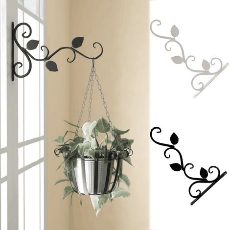 Support Mural Pour Pot de Fleurs - En Fer - 30 x 21,5 x 1,7 cm - Pour Jardin Balcon Intérieur - 1 Pièce
