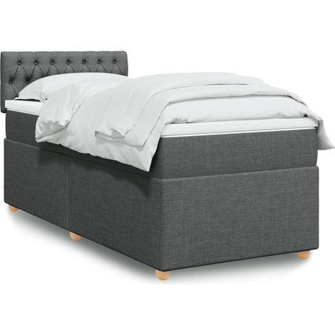 Boxspringbett mit Matratze Dunkelgrau 90x200 cm Stoff
